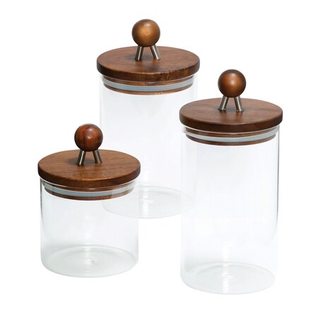 Honey-Can-Do 3-Piece Acacia Kitchen Canister Set KCH-08571